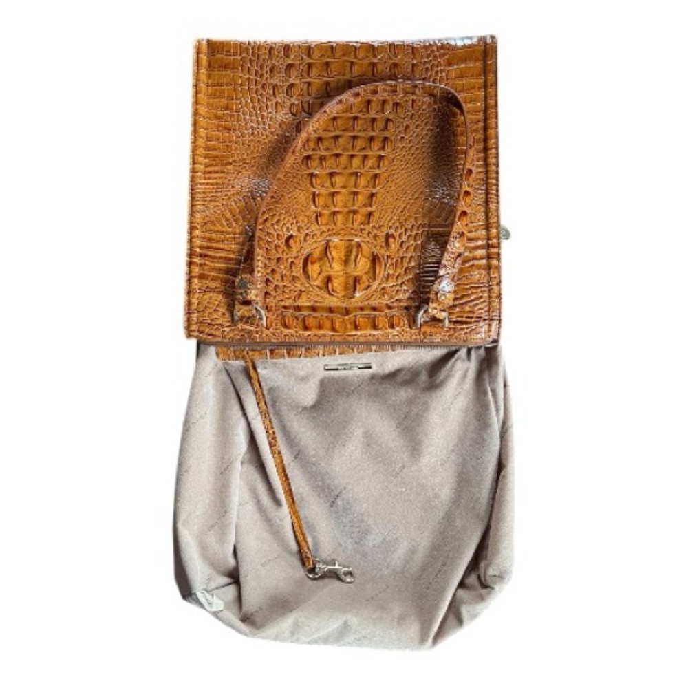 Brahmin Tia Pecan Crocodile Embossed Leather Tote Bag - Picture 13 of 16